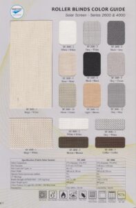 Katalog Warna Roller Blind Sharp Point Bahan Solar Screen SP.2600 